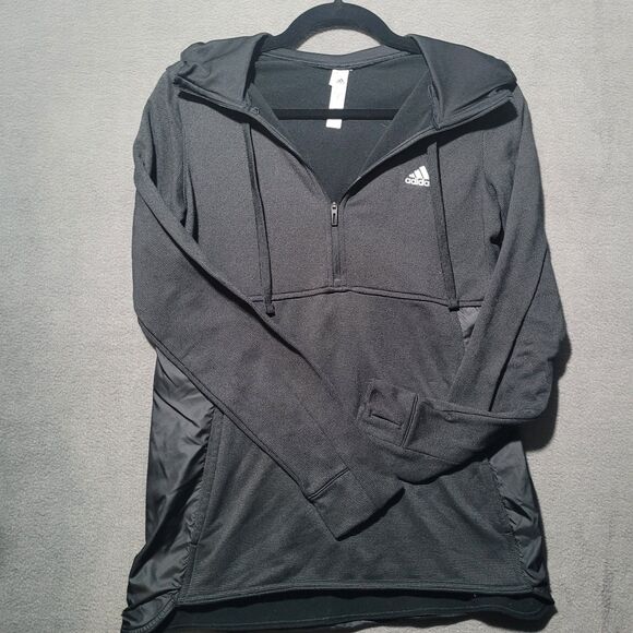 Adidas Climawarm Half-Zip Black Hooded Jacket Women's Small‎ - Picture 1 of 7